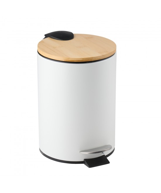 Κάδος Μπάνιου Πεντάλ Μαύρο/Λευκό Με Καπάκι Μπαμπού Σε 2 Χρώματα