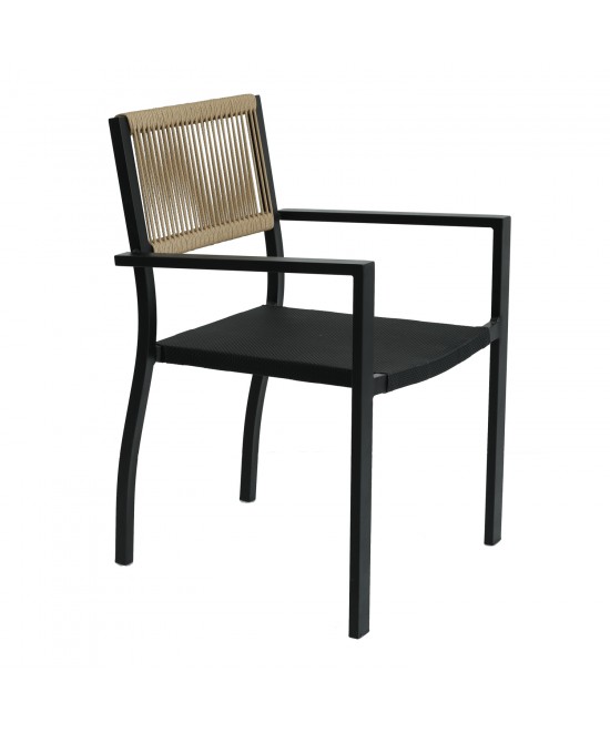 Πολυθρόνα Κήπου ArteLibre HORUS Μαύρο/Καφέ Αλουμίνιο/Rattan 56x58x83cm