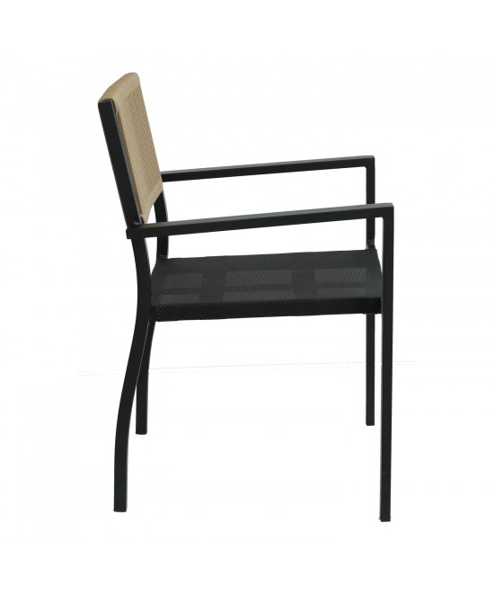 Πολυθρόνα Κήπου ArteLibre HORUS Μαύρο/Καφέ Αλουμίνιο/Rattan 56x58x83cm