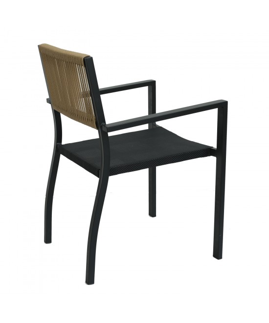 Πολυθρόνα Κήπου ArteLibre HORUS Μαύρο/Καφέ Αλουμίνιο/Rattan 56x58x83cm