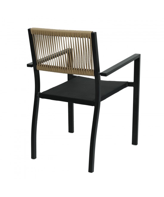 Πολυθρόνα Κήπου ArteLibre HORUS Μαύρο/Καφέ Αλουμίνιο/Rattan 56x58x83cm