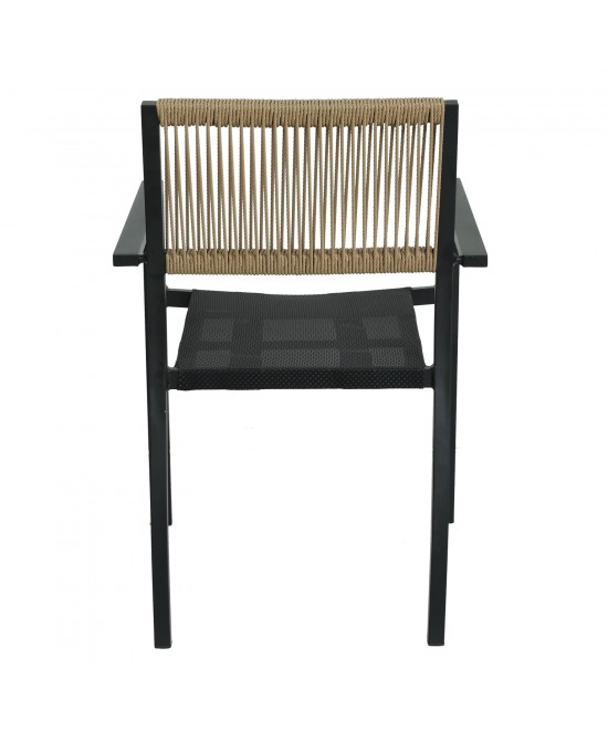 Πολυθρόνα Κήπου ArteLibre HORUS Μαύρο/Καφέ Αλουμίνιο/Rattan 56x58x83cm