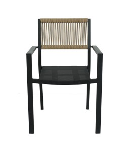 Πολυθρόνα Κήπου ArteLibre HORUS Μαύρο/Καφέ Αλουμίνιο/Rattan 56x58x83cm