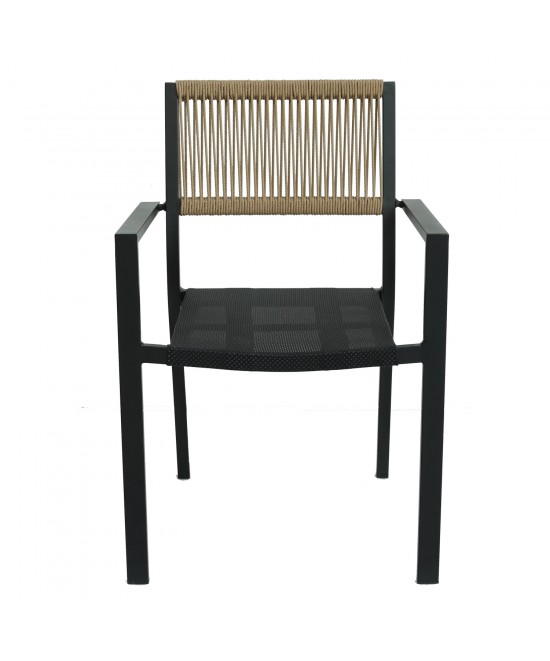 Πολυθρόνα Κήπου ArteLibre HORUS Μαύρο/Καφέ Αλουμίνιο/Rattan 56x58x83cm
