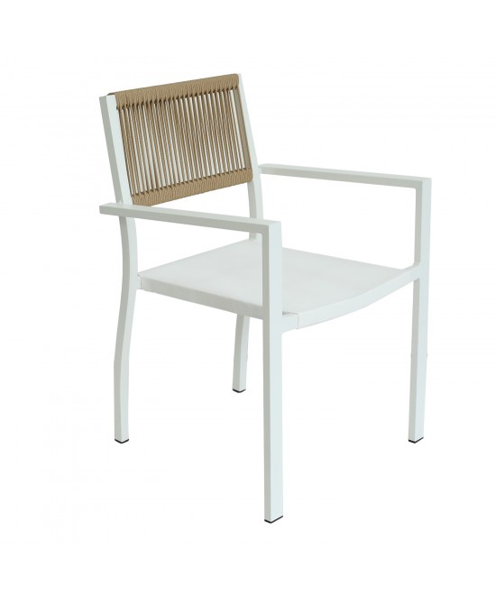 Πολυθρόνα Κήπου ArteLibre HORUS Λευκό/Καφέ Αλουμίνιο/Rattan 56x58x83cm