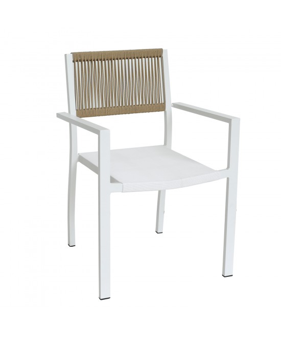 Πολυθρόνα Κήπου ArteLibre HORUS Λευκό/Καφέ Αλουμίνιο/Rattan 56x58x83cm