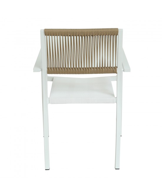 Πολυθρόνα Κήπου ArteLibre HORUS Λευκό/Καφέ Αλουμίνιο/Rattan 56x58x83cm