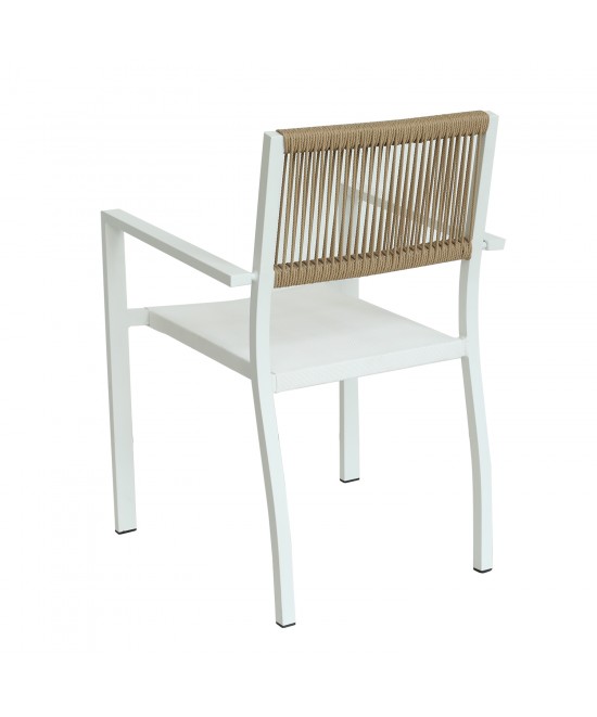 Πολυθρόνα Κήπου ArteLibre HORUS Λευκό/Καφέ Αλουμίνιο/Rattan 56x58x83cm