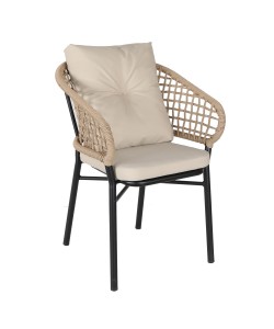 Πολυθρόνα Κήπου ArteLibre ANHUR Με Μαξιλάρια Μαύρο/Καφέ Αλουμίνιο/Rattan 60x58x84cm