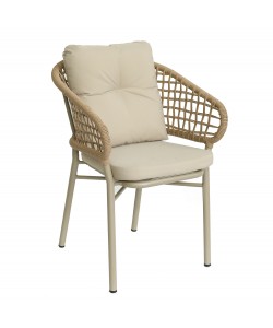 Πολυθρόνα Κήπου ArteLibre ANHUR Με Μαξιλάρια Μπεζ/Καφέ Αλουμίνιο/Rattan 60x58x84cm