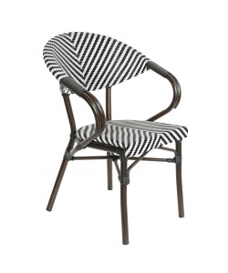 Πολυθρόνα Κήπου ArteLibre KIYOSHI Λευκό/Μαύρο/Καφέ Μπαμπού/Rattan 57x60x82cm