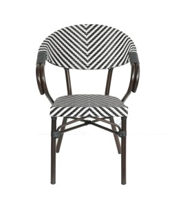 Πολυθρόνα Κήπου ArteLibre KIYOSHI Λευκό/Μαύρο/Καφέ Μπαμπού/Rattan 57x60x82cm