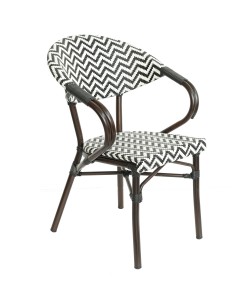 Πολυθρόνα Κήπου ArteLibre HARUTO Λευκό/Μαύρο/Καφέ Μπαμπού/Rattan 57x57x82cm