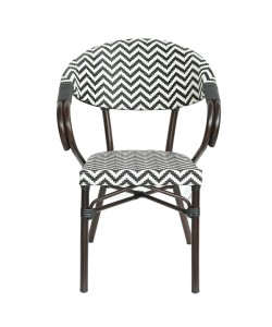 Πολυθρόνα Κήπου ArteLibre HARUTO Λευκό/Μαύρο/Καφέ Μπαμπού/Rattan 57x57x82cm