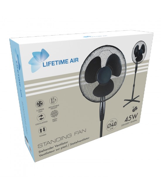 Ορθοστάτης Ανεμιστήρας Μαύρο 230V 40cm 102-125cm 45W LIFETIME AIR Ορθοστάτης Ανεμιστήρας Μαύρο 230V 40cm 102-125cm 45W LIFETIME AIR