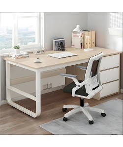 Γραφείο ArteLibre MERGELLUS Φυσικό/Λευκό MDF/Μέταλλο 120x50x74cm