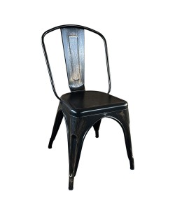 Καρέκλα ArteLibre Βιομηχανικού Τύπου Vintage TOLIKO Μαύρο Αντικέ Μέταλλο 44x49x84cm