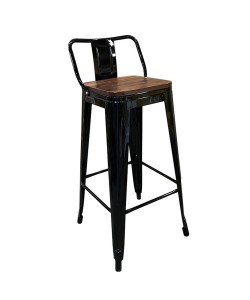 Σκαμπό Bar ArteLibre Βιομηχανικού Τύπου Vintage MOLERO II Μαύρο/Καφέ Μέταλλο/Ξύλο 44x44x94cm