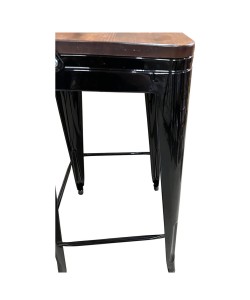 Σκαμπό Bar ArteLibre Βιομηχανικού Τύπου Vintage MOLERO II Μαύρο/Καφέ Μέταλλο/Ξύλο 44x44x94cm