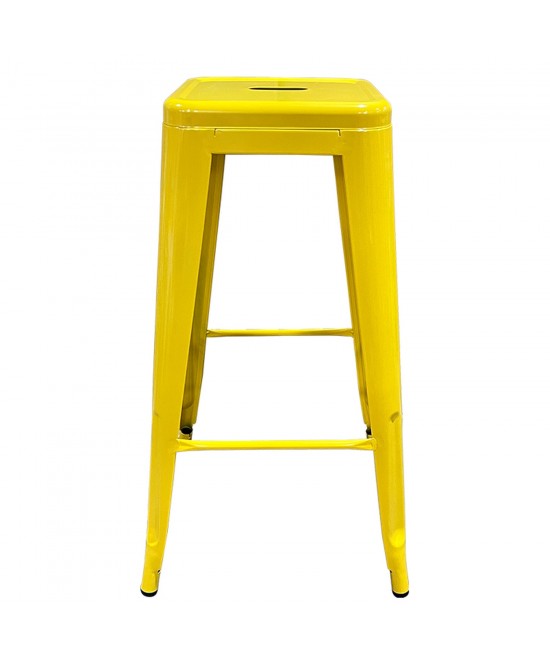 Σκαμπό Bar ArteLibre Βιομηχανικού Τύπου Vintage SILANO Κίτρινο Μέταλλο 42x42x76cm