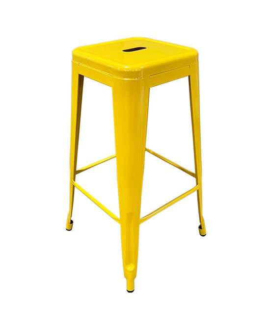 Σκαμπό Bar ArteLibre Βιομηχανικού Τύπου Vintage SILANO Κίτρινο Μέταλλο 42x42x76cm