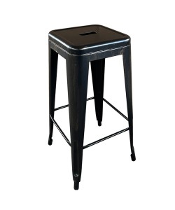 Σκαμπό Bar ArteLibre Βιομηχανικού Τύπου Vintage SILANO Μαύρο Αντικέ Μέταλλο 42x42x76cm