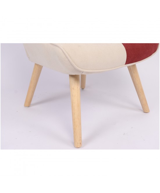 Πολυθρόνα ArteLibre BRIAR Μπορντό/Γκρι Patchwork Ύφασμα/Ξύλο 73x69x96cm
