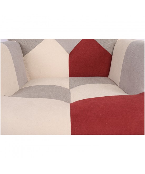 Πολυθρόνα ArteLibre BRIAR Μπορντό/Γκρι Patchwork Ύφασμα/Ξύλο 73x69x96cm