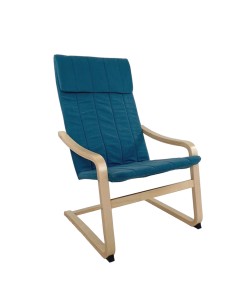 Πολυθρόνα ArteLibre NORDVIK Μπλε/Φυσικό Ύφασμα/Ξύλο 60x71x105cm