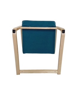 Πολυθρόνα ArteLibre NORDVIK Μπλε/Φυσικό Ύφασμα/Ξύλο 60x71x105cm