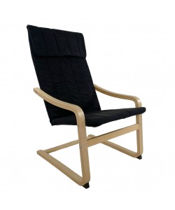 Πολυθρόνα ArteLibre NORDVIK Μαύρο/Φυσικό Ύφασμα/Ξύλο 60x71x105cm