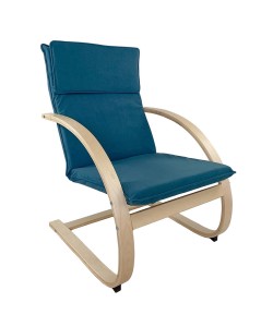 Πολυθρόνα ArteLibre VESNA Μπλε/Φυσικό Ύφασμα/Ξύλο 67x78x92cm
