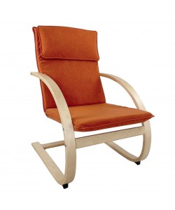 Πολυθρόνα ArteLibre VESNA Πορτοκαλί/Φυσικό Ύφασμα/Ξύλο 67x78x92cm