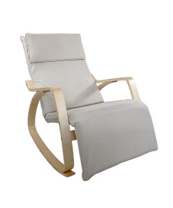 Πολυθρόνα Κουνιστή ArteLibre LUNDRA Μπεζ/Φυσικό Ύφασμα/Ξύλο 67x127x91cm