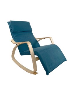 Πολυθρόνα Κουνιστή ArteLibre LUNDRA Μπλε/Φυσικό Ύφασμα/Ξύλο 67x127x91cm