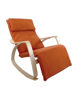 Πολυθρόνα Κουνιστή ArteLibre LUNDRA Πορτοκαλί/Φυσικό Ύφασμα/Ξύλο 67x127x91cm