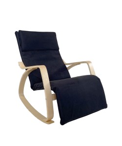 Πολυθρόνα Κουνιστή ArteLibre LUNDRA Μαύρο/Φυσικό Ύφασμα/Ξύλο 67x127x91cm