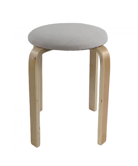 Σκαμπό ArteLibre MILOA Mπεζ/Φυσικό Ύφασμα/Ξύλο 42x42x45cm