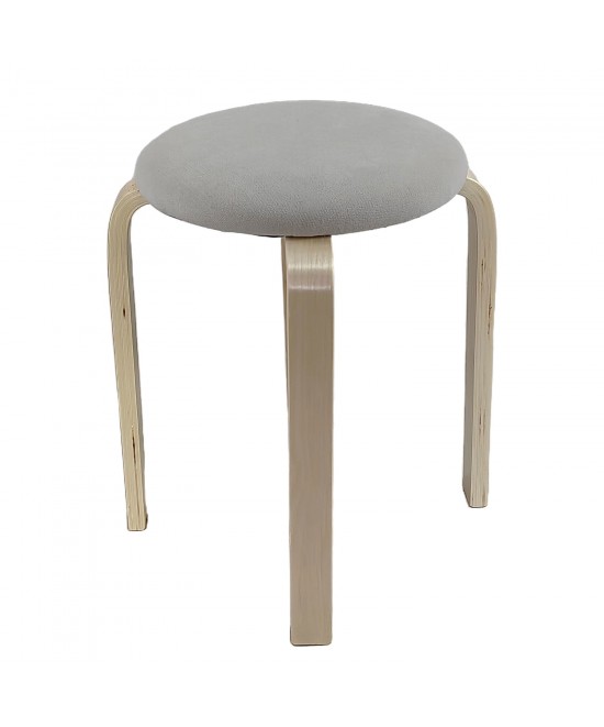 Σκαμπό ArteLibre MILOA Mπεζ/Φυσικό Ύφασμα/Ξύλο 42x42x45cm