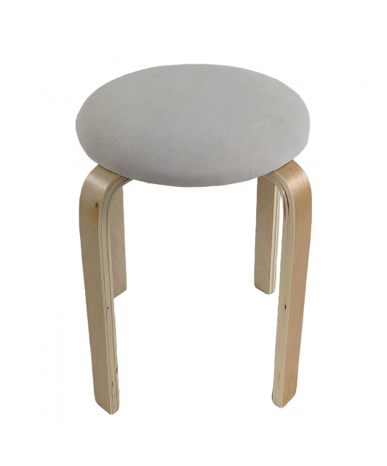 Σκαμπό ArteLibre MILOA Mπεζ/Φυσικό Ύφασμα/Ξύλο 42x42x45cm