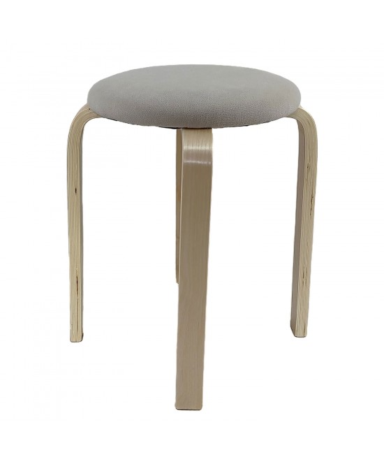 Σκαμπό ArteLibre MILOA Mπεζ/Φυσικό Ύφασμα/Ξύλο 42x42x45cm