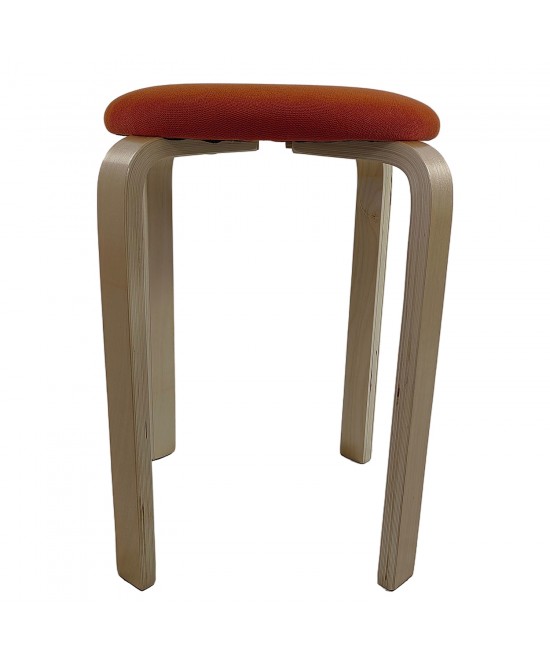 Σκαμπό ArteLibre MILOA Πορτοκαλί/Φυσικό Ύφασμα/Ξύλο 42x42x45cm