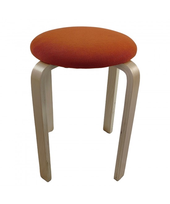 Σκαμπό ArteLibre MILOA Πορτοκαλί/Φυσικό Ύφασμα/Ξύλο 42x42x45cm