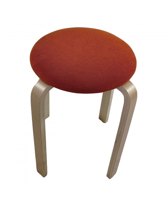 Σκαμπό ArteLibre MILOA Πορτοκαλί/Φυσικό Ύφασμα/Ξύλο 42x42x45cm