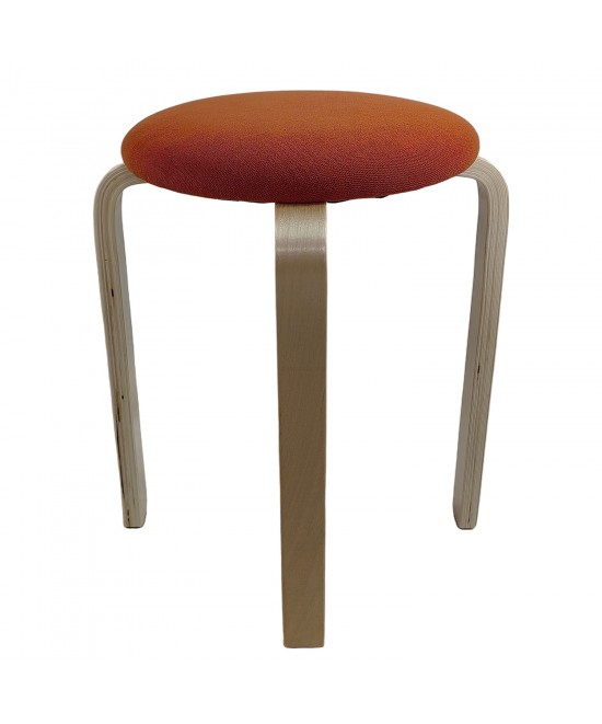 Σκαμπό ArteLibre MILOA Πορτοκαλί/Φυσικό Ύφασμα/Ξύλο 42x42x45cm