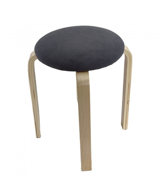 Σκαμπό ArteLibre MILOA Γκρι/Φυσικό Ύφασμα/Ξύλο 42x42x45cm