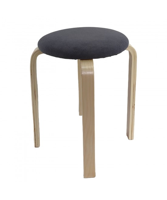 Σκαμπό ArteLibre MILOA Γκρι/Φυσικό Ύφασμα/Ξύλο 42x42x45cm