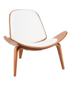 Πολυθρόνα ArteLibre THALOR Λευκό/Καφέ Ξύλο/PU 90x76.5x74.5cm