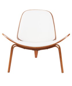 Πολυθρόνα ArteLibre THALOR Λευκό/Καφέ Ξύλο/PU 90x76.5x74.5cm