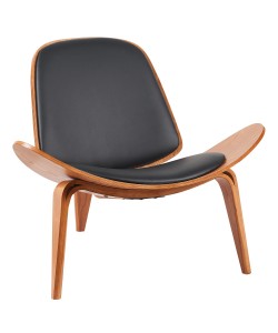 Πολυθρόνα ArteLibre THALOR Μαύρο/Καφέ Ξύλο/PU 90x76.5x74.5cm